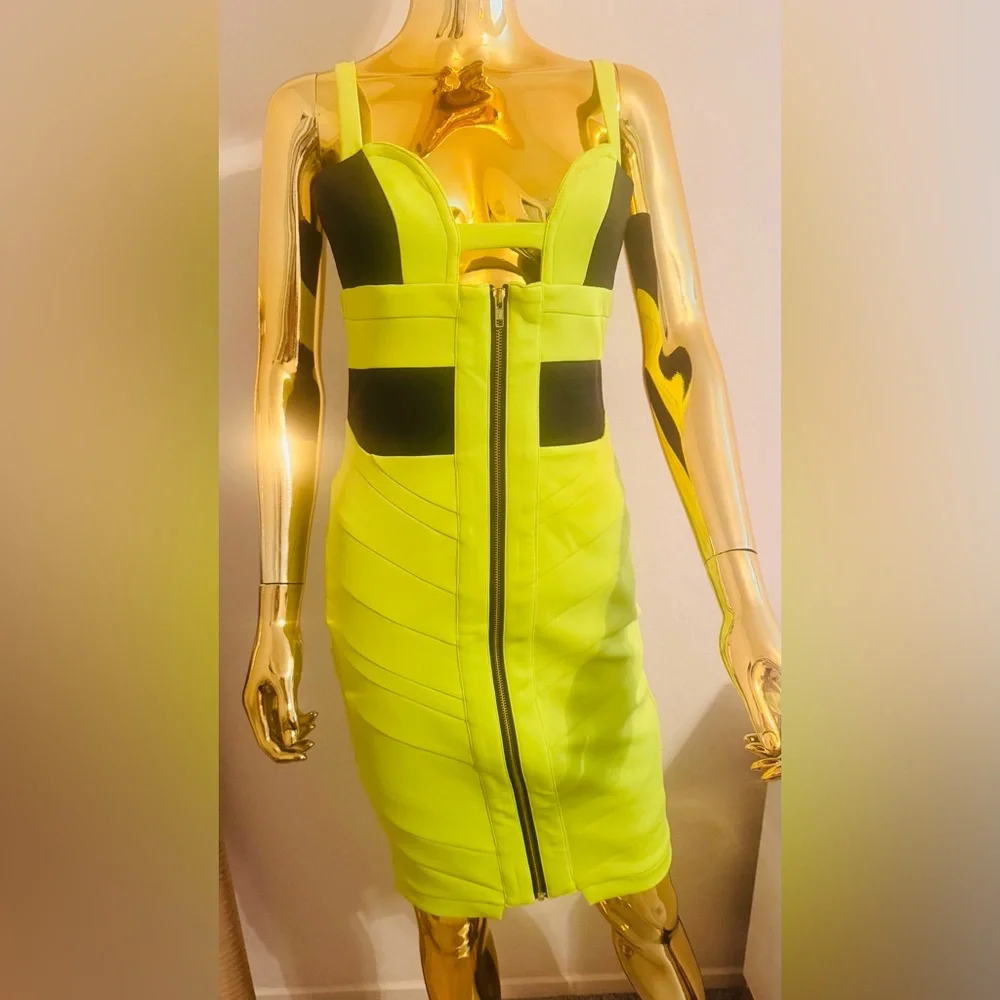 Arrogant Cat London Lime Green Form Fitting Dress, Cocktail, Club wear, Size S - Picture 4 of 16